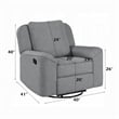 Diny Manual Glider Recliner Chair-Swivel-Soft Gray Linen Fabric