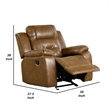 Kius Manual Recliner Chair-Brown Faux Leather-Pillow Top Arms