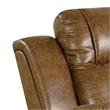 Kius Manual Recliner Chair-Brown Faux Leather-Pillow Top Arms
