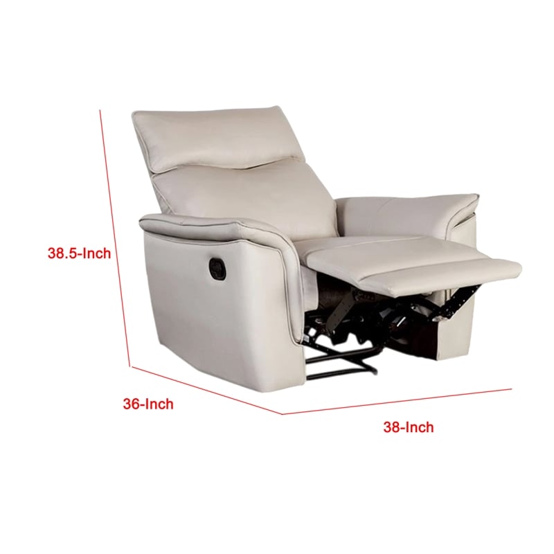 Lenne Manual Recliner Chair-Taupe Leather Match-Padded Arms