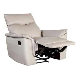 Lenne Manual Recliner Chair-Taupe Leather Match-Padded Arms