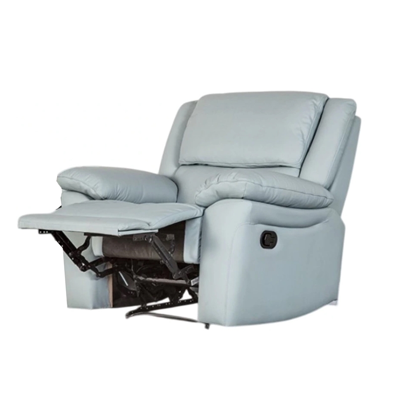 Larus Manual Recliner Chair-Powder Blue Leather Match-Pillow Arms
