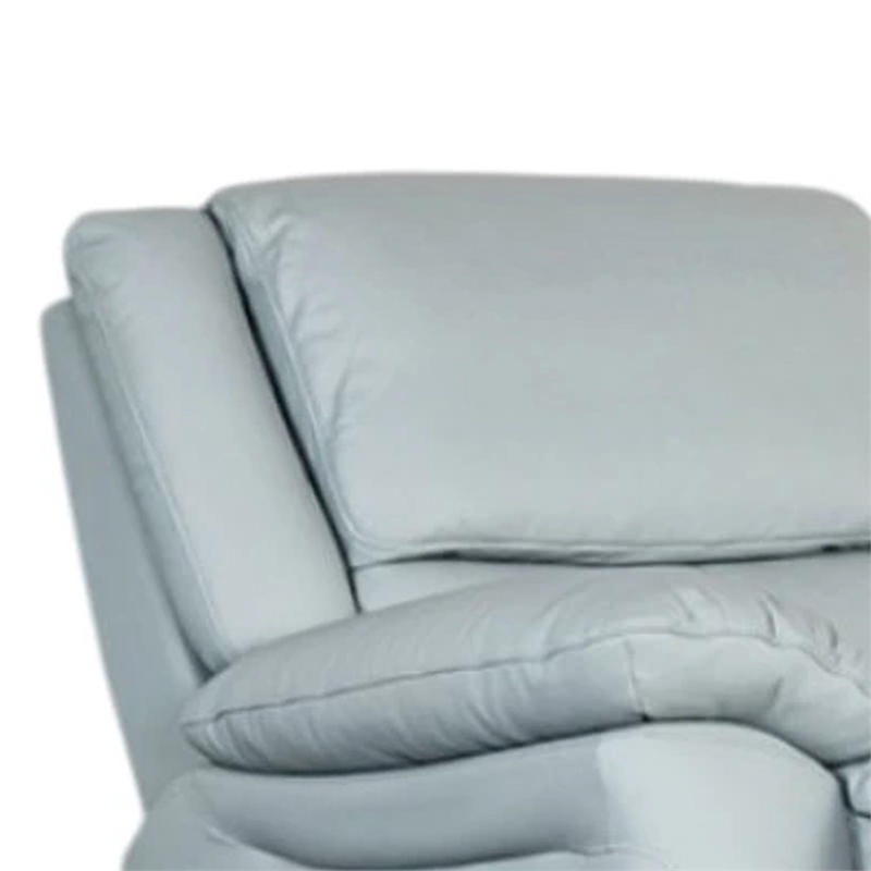 Larus Manual Recliner Chair-Powder Blue Leather Match-Pillow Arms