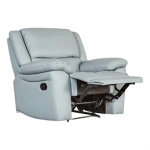 Larus Manual Recliner Chair-Powder Blue Leather Match-Pillow Arms