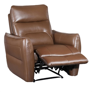 Teren Power Recliner Chair-Rich Caramel Brown Leather Match-Foam