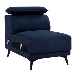 Panie Modular Armless Lounge Chair-Adjustable Headrest-Navy Blue Fabric