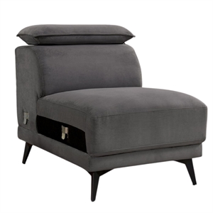 Panie Modular Armless Lounge Chair-Adjustable Headrest-Dark Gray Fabric