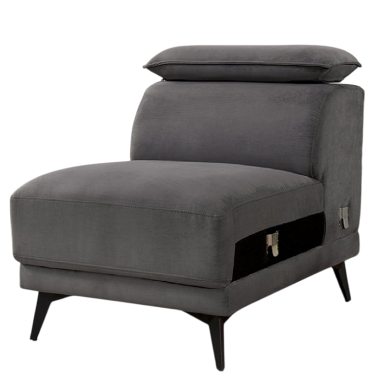 Panie Modular Armless Lounge Chair-Adjustable Headrest-Dark Gray Fabric