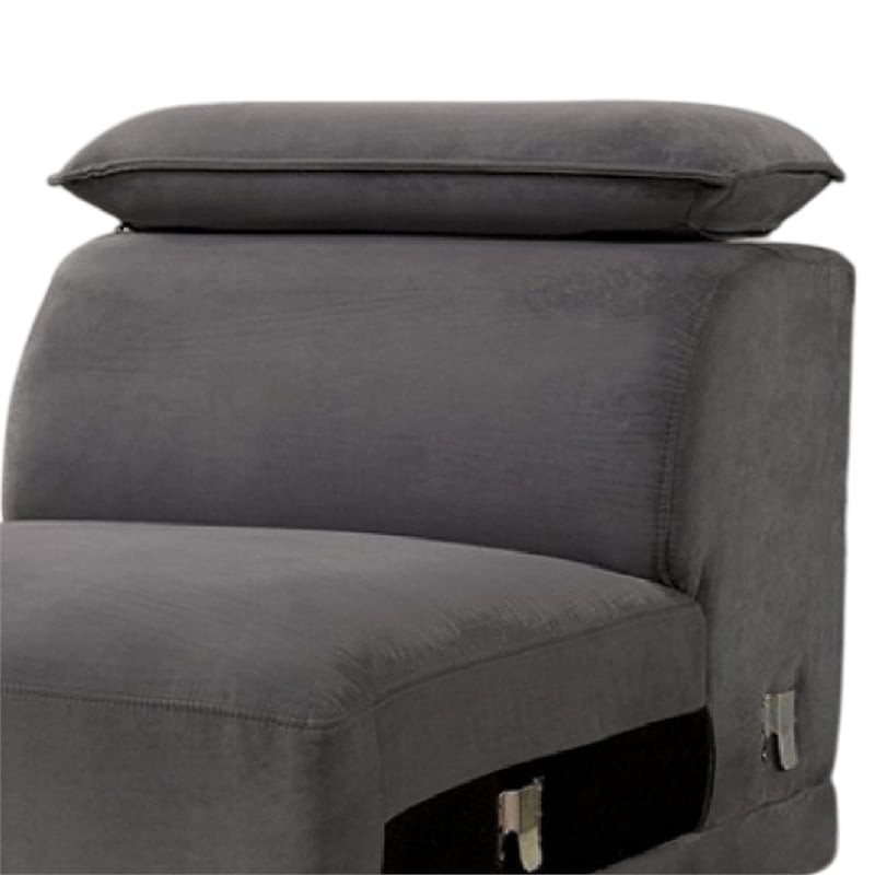 Panie Modular Armless Lounge Chair-Adjustable Headrest-Dark Gray Fabric