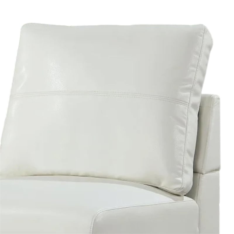 Althy Modular Armless Lounge Chair-Chrome Metal-White Faux Leather