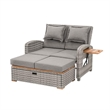 Timy Outdoor Reclining Chaise Lounge Set w Storage Bench-Pillows-Gray