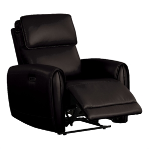 Sily Power Recliner Chair-Flange Trim-Foam Black Faux Leather Seat