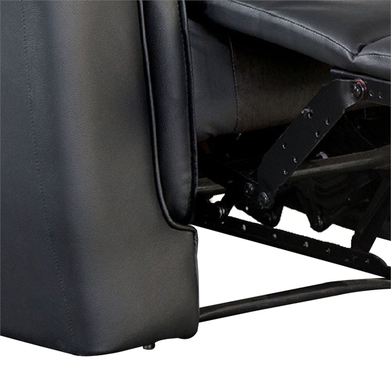 Lenne Manual Recliner Chair-Flared Padded Arms-Black Leather Match