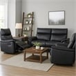 Lenne Manual Recliner Chair-Flared Padded Arms-Black Leather Match