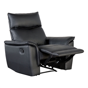 Lenne Manual Recliner Chair-Flared Padded Arms-Black Leather Match