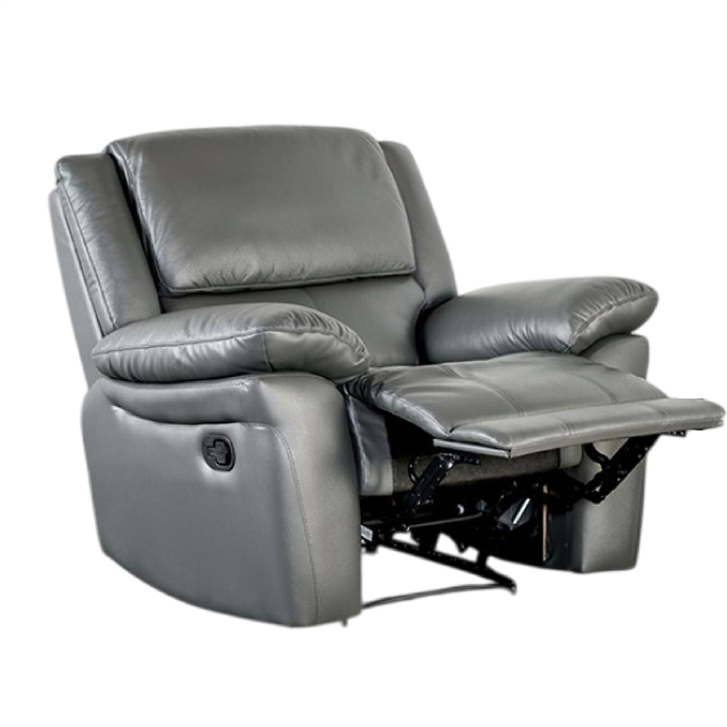 Larus Manual Recliner Chair-Pillow Top Arms-Dark Gray Leather Match