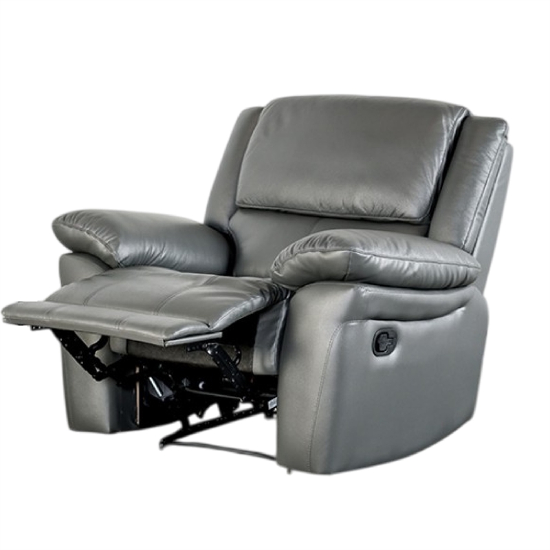 Larus Manual Recliner Chair-Pillow Top Arms-Dark Gray Leather Match