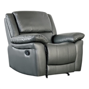 Larus Manual Recliner Chair-Pillow Top Arms-Dark Gray Leather Match