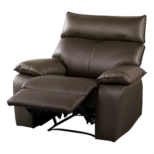 Ozy Manual Recliner Chair-Pillow Top Arms-Dark Brown Leather Match