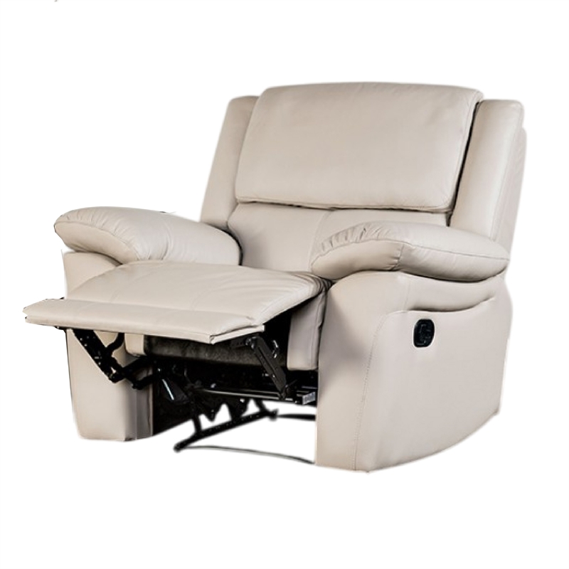 Larus Manual Recliner Chair-Pillow Top Arms-Off White Leather Match