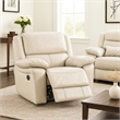 Larus Manual Recliner Chair-Pillow Top Arms-Off White Leather Match