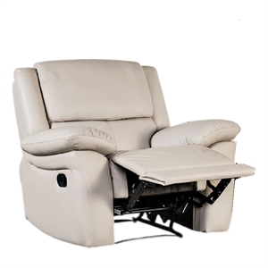 Larus Manual Recliner Chair-Pillow Top Arms-Off White Leather Match