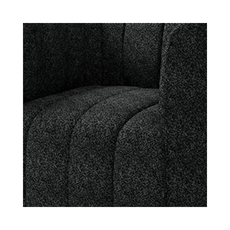 Hery Accent Armchair- 36 Inch- Black Boucle- Vertical Channel Tufted