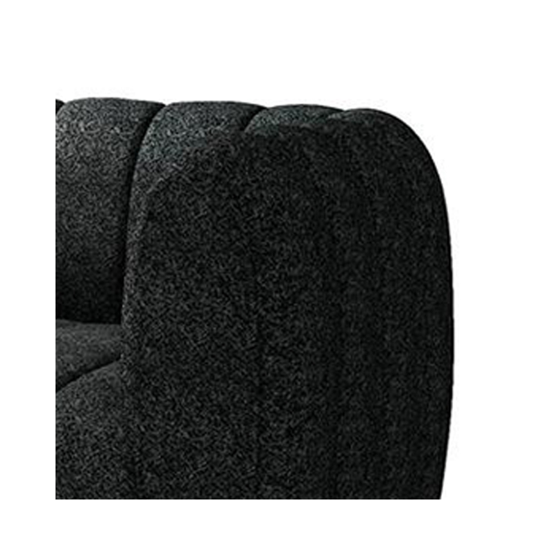 Hery Accent Armchair- 36 Inch- Black Boucle- Vertical Channel Tufted