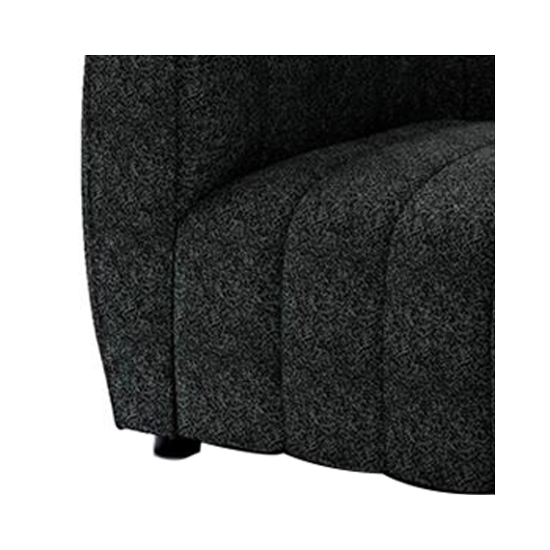 Hery Accent Armchair- 36 Inch- Black Boucle- Vertical Channel Tufted