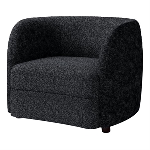 Srey Accent Chair- 37 Inch- Plush Black Boucle- Curved Kidney Shape