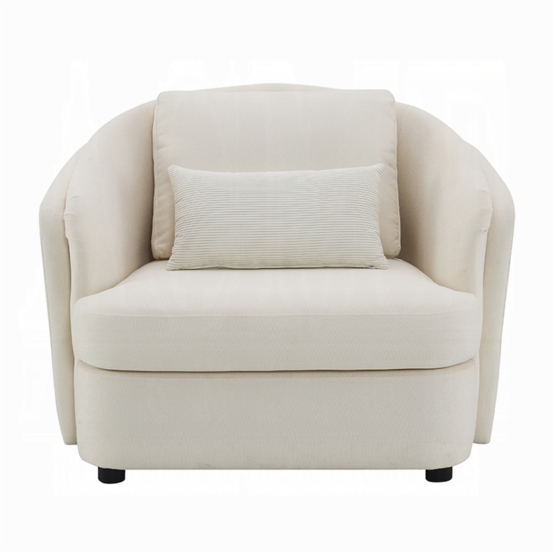 Riku Accent Armchair- 2 Lumbar Pillows- Soft Beige Linen Seating