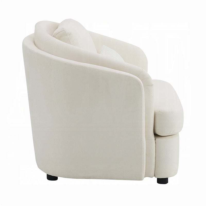 Riku Accent Armchair- 2 Lumbar Pillows- Soft Beige Linen Seating