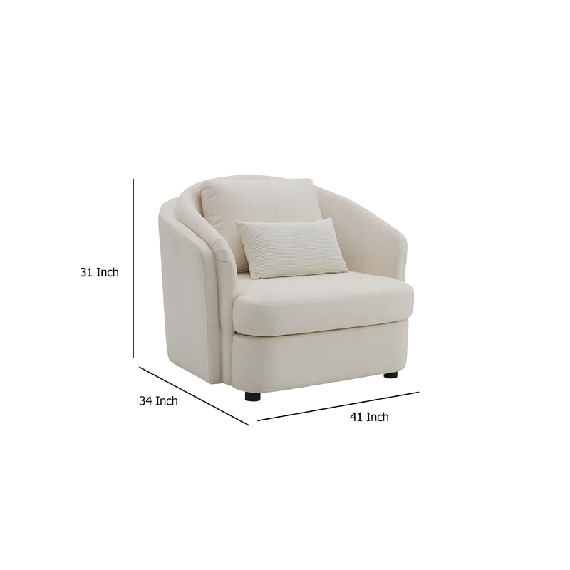 Riku Accent Armchair- 2 Lumbar Pillows- Soft Beige Linen Seating