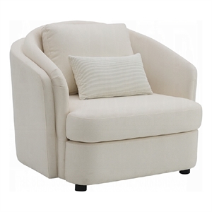 Riku Accent Armchair- 2 Lumbar Pillows- Soft Beige Linen Seating