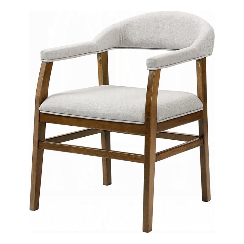 Dari Side Dining Chair Set of 2- Gray Fabric- Dark Walnut Brown Wood
