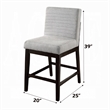 Eyna Counter Height Chair Set of 2- Gray Linen- Espresso Brown Wood