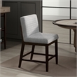 Eyna Counter Height Chair Set of 2- Gray Linen- Espresso Brown Wood