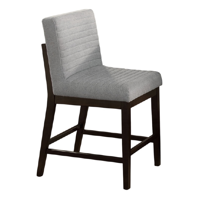 Eyna Counter Height Chair Set of 2- Gray Linen- Espresso Brown Wood