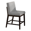 Eyna Counter Height Chair Set of 2- Gray Linen- Espresso Brown Wood