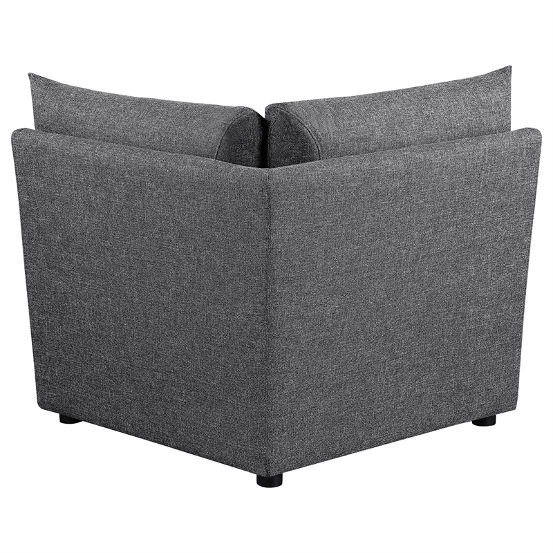 Ash 37 Inch Corner Accent Sofa Armchair with Cushions- Modular- Gray Black
