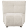 Hia Modular Armless Sofa Chair- Low Profile- Tufted Ivory White Silk Fabric