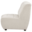 Hia Modular Armless Sofa Chair- Low Profile- Tufted Ivory White Silk Fabric