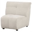 Hia Modular Armless Sofa Chair- Low Profile- Tufted Ivory White Silk Fabric