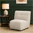 Hia Modular Armless Sofa Chair- Low Profile- Tufted Ivory White Silk Fabric