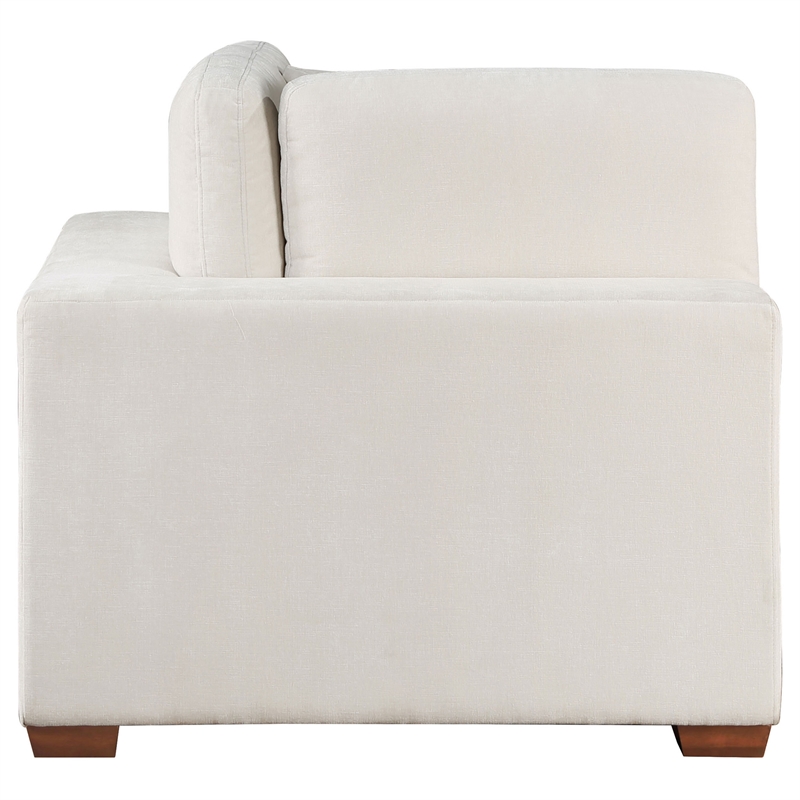 Lahe Modular Corner Sofa Chair- Brown Tapered Legs- Ivory White Fabric