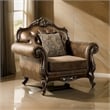 Sena Accent Chair- Dark Faux Leather- Rolled Arms- Cherry Brown Solid Wood