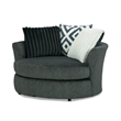 Laila Swivel Accent Chair- 3 Throw Pillows- Round Back Dark Gray Chenille