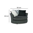 Laila Swivel Accent Chair- 3 Throw Pillows- Round Back Dark Gray Chenille