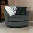 Laila Swivel Accent Chair- 3 Throw Pillows- Round Back Dark Gray Chenille