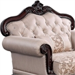 Vera Accent Chair- Tufted Jacquard Pattern- Carved Dark Cherry Brown- Brown